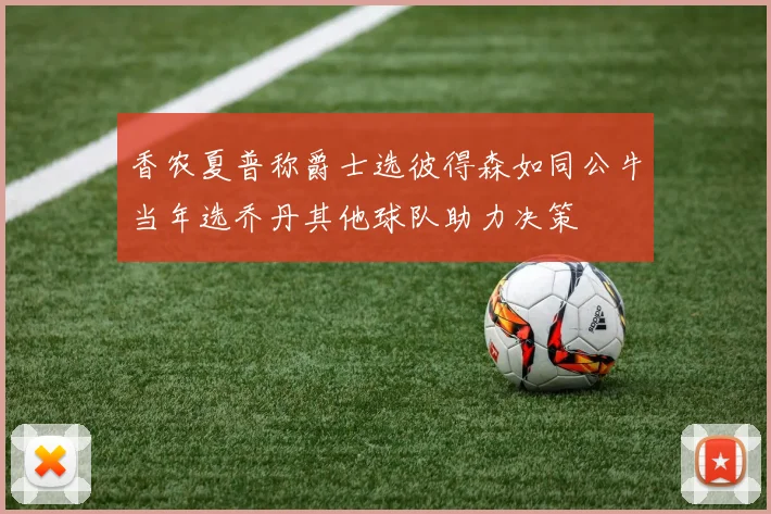 香农夏普称爵士选彼得森如同公牛当年选乔丹其他球队助力决策